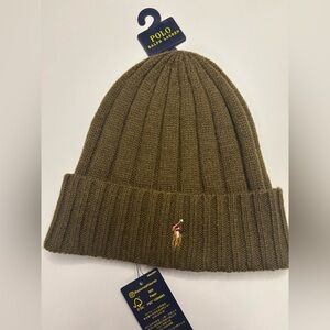 Polo Ralph Lauren Men's Skull Cap Beanie Winter Hat Olive Green O/S New Logo $59